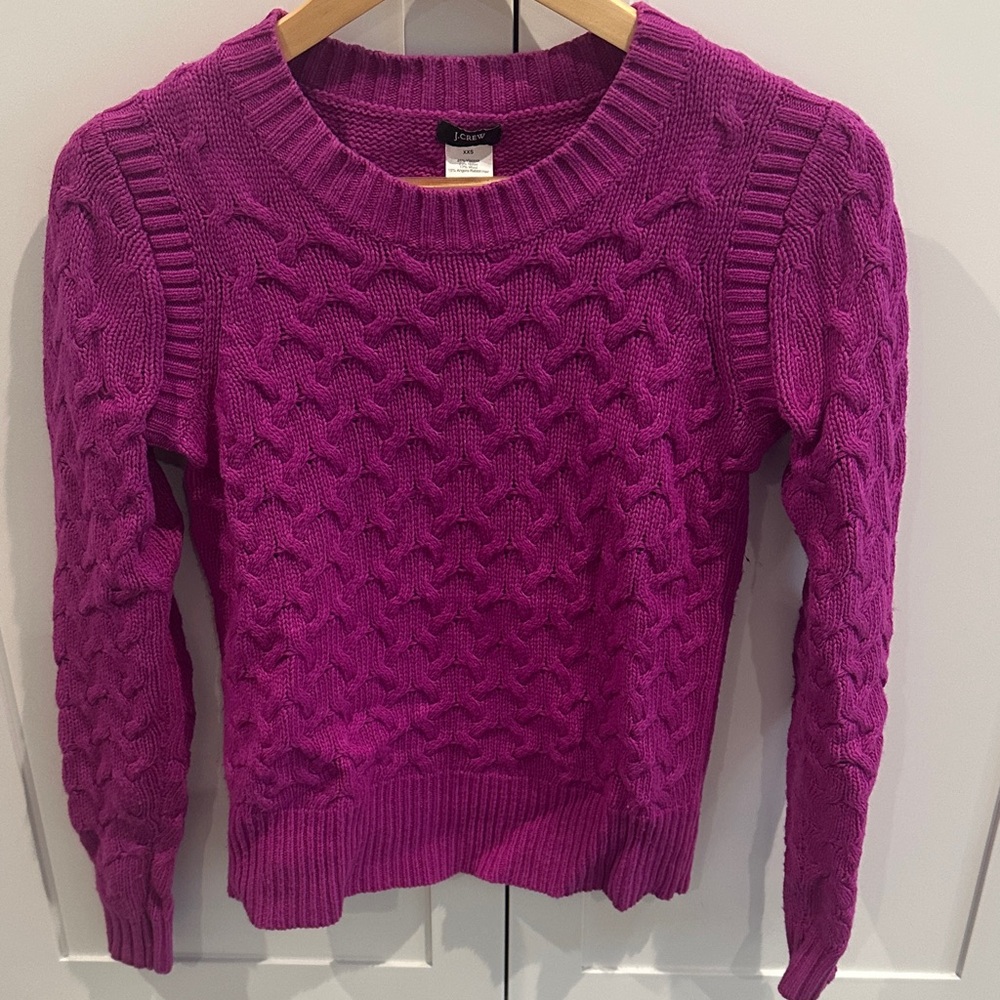 J. Crew Bold Purple Cable Knit Sweater